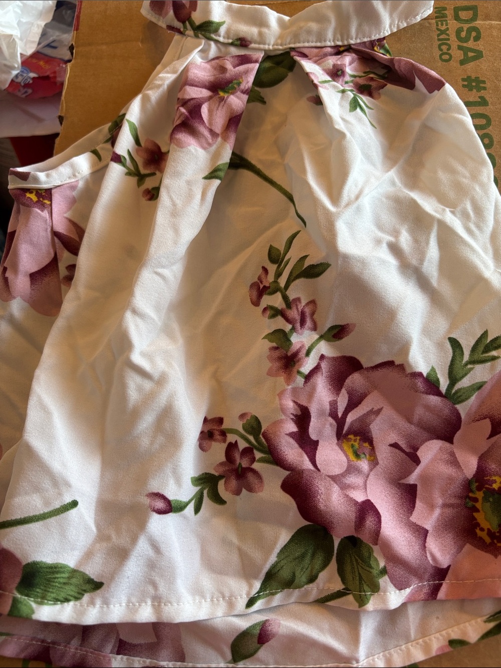 SHEIN White Girls top  with Pink Floral Print 100 3T/4T